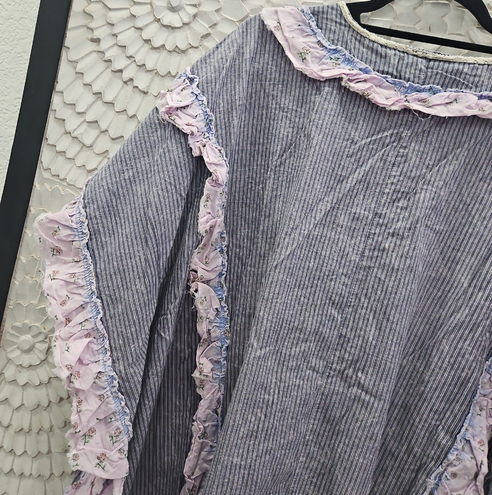 SOLD OUT! Boho Ruffled Button-Front in Mineral Washed Distressed Ruffle Tunic - Picture 5 of 7